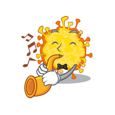 Trompet çalan Minacovirüs çizgi film karakteri tasarımı