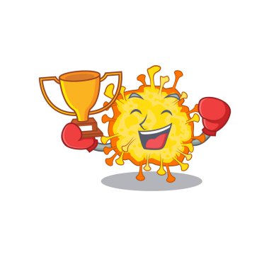 Maskot tasarım tarzında boks şampiyonu Minacovirüs 'ün mutlu yüzü