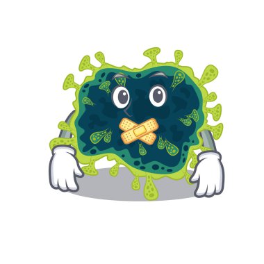 Beta coronavirus maskot karakter tasarımı sessiz bir jest ile