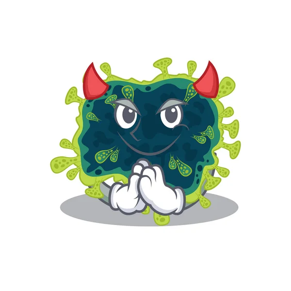 Картина бета-коронавірусу в дизайні мультфільму диявола — стоковий вектор