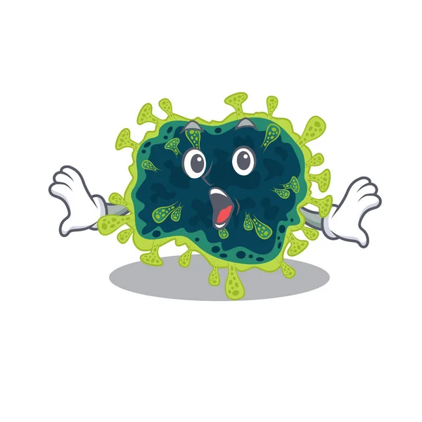 Мультяшний персонаж бета-коронавірусу робить здивований жест — стоковий вектор
