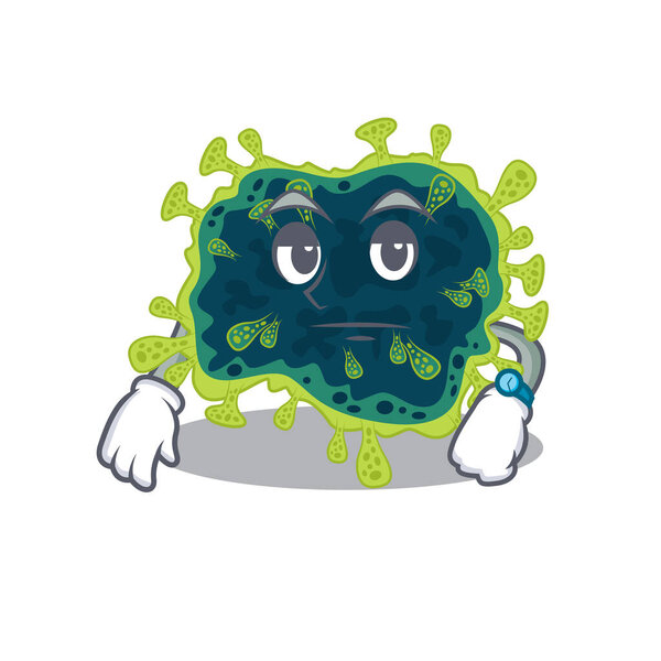 beta coronavirus on waiting gesture mascot design style