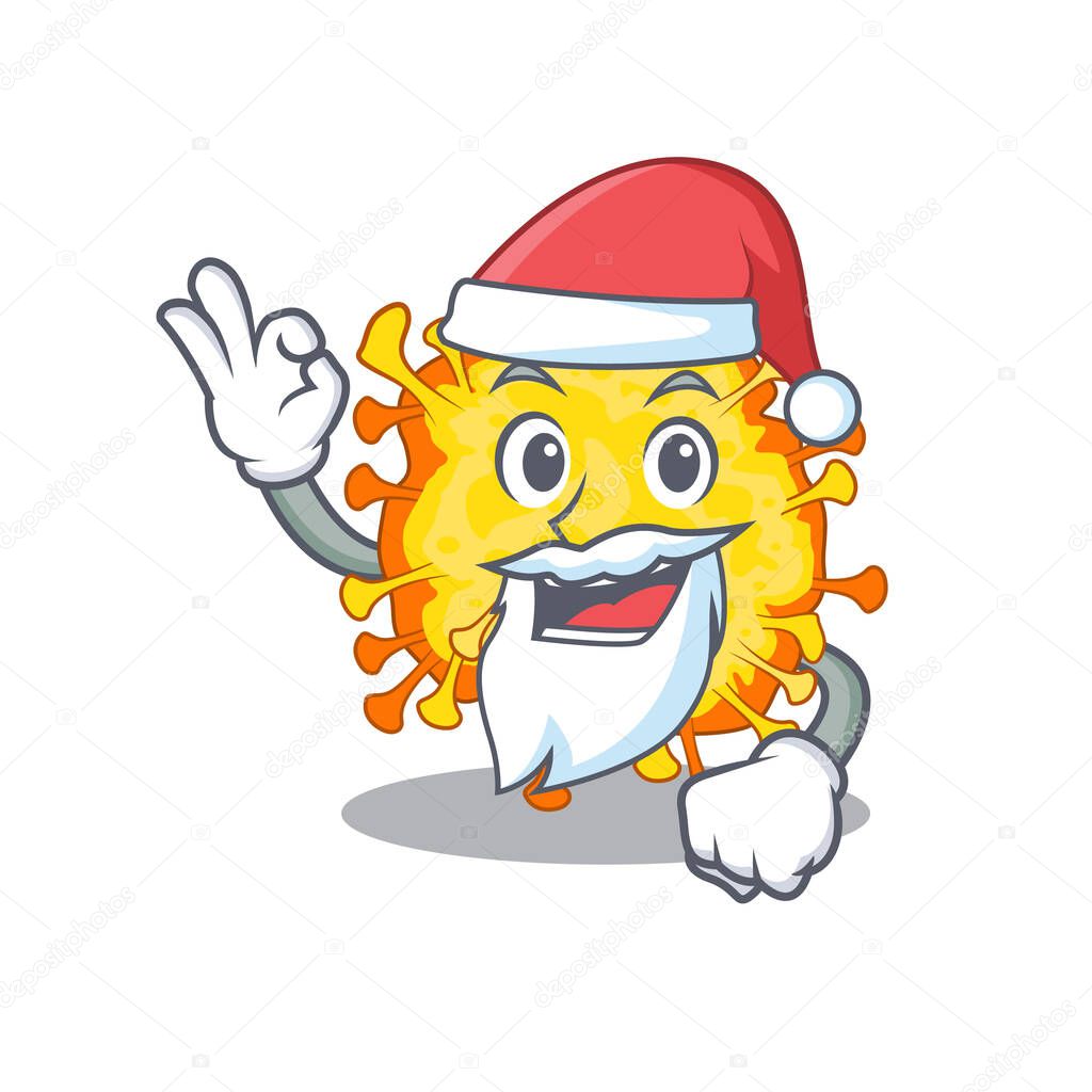 Minacovirus in Santa cartoon character design showing ok finger