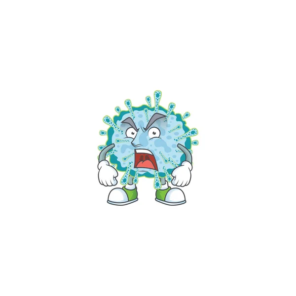 Coronavirus Illness Mascot Design Concept Showing Angry Face Vector Illustration — Stock Vector