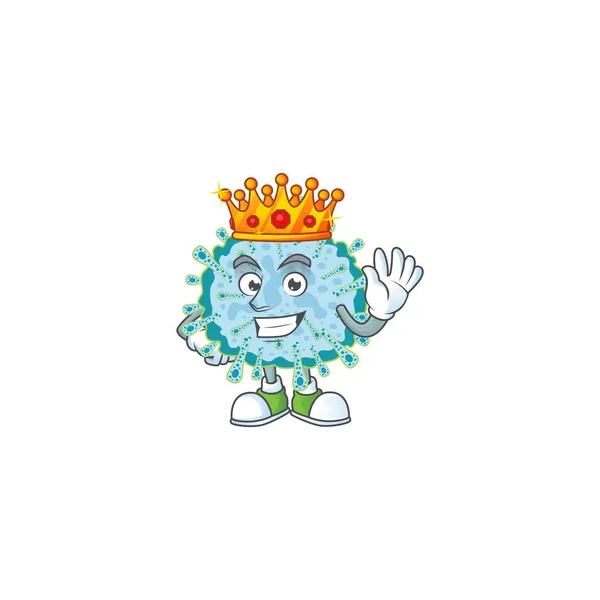 Charismatic King Coronavirus Illness Cartoon Character Design Vector Illustration — Stock Vector
