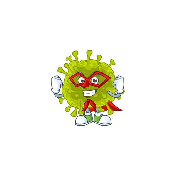 Süper kahraman çizgi film karakteri gibi giyinmiş bir Coronavirus resmi. — Stok Vektör