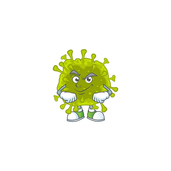 Un icono del diseño de la mascota de propagación coronavirus con gesto de confianza — Archivo Imágenes Vectoriales