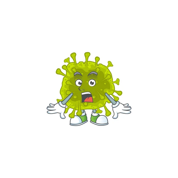 Ένα Σχέδιο Μασκότ Του Coronavirus Εξαπλωθεί Κάνοντας Μια Αιφνιδιαστική Χειρονομία — Διανυσματικό Αρχείο