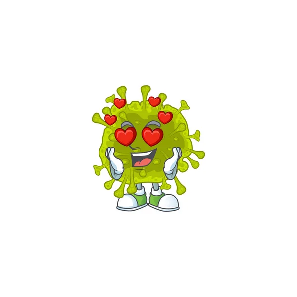 Coronavirus Romantique Diffuser Personnage Bande Dessinée Avec Une Chute Dans — Image vectorielle