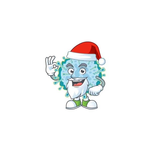 Coronavirus Disease Cartoon Character Santa Showing Finger Векторная Иллюстрация — стоковый вектор