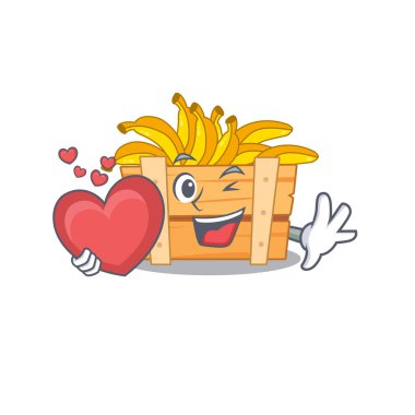 Kalbi tutan muzlu meyve kutusunun romantik bir çizgi film tasarımı.