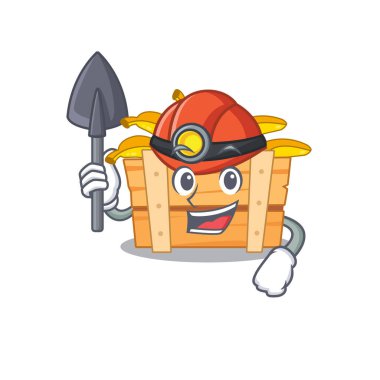 Muz kutusu çizgi film karakteri tasarımında çalışan havalı bir madenci.