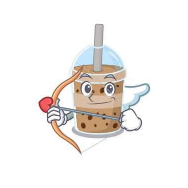 Oku ve kanatları olan aşk tanrısı çizgi film karakterinin romantik bir resmi.