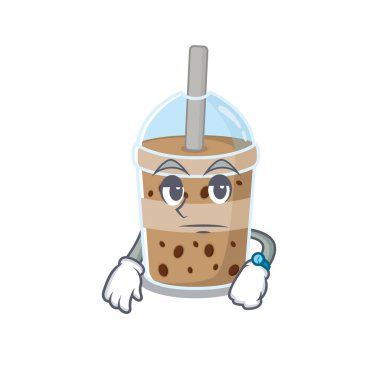 Çikolatalı baloncuk çayı, maskot tasarımı tarzında.