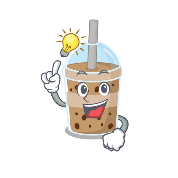 Haben Sie eine Idee Geste der Schokolade Bubble Tea Maskottchen Charakter Design — Stockvektor