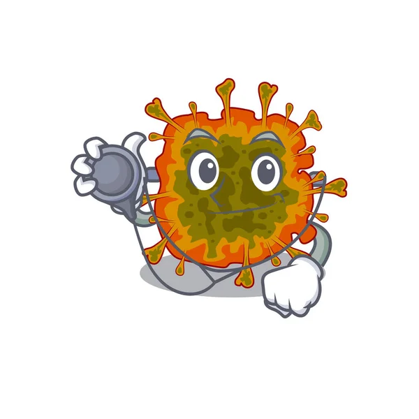 Ένα κομψό Duvinacovirus σε ένα χαρακτήρα Doctor Cartoon με εργαλεία — Διανυσματικό Αρχείο