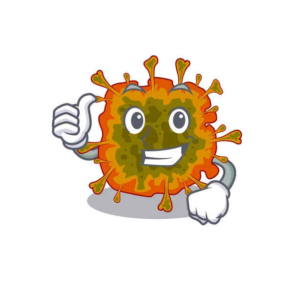 Cool duvinacovirus diseño de dibujos animados estilo haciendo Pulgares hasta gesto — Vector de stock