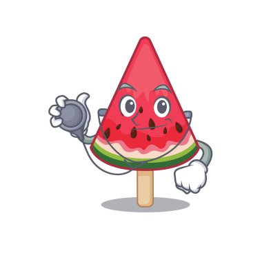 Zarif bir karpuz dondurması. Doktor Çizgi Film karakterinin aletleri.