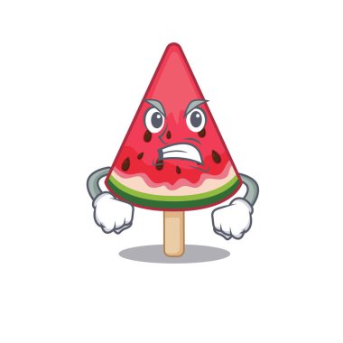Kızgın yüzlü karpuzlu dondurma çizgi film karakteri tasarımı