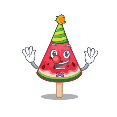 Şirin ve Komik Palyaço karpuz dondurma çizgi film karakteri maskot stili