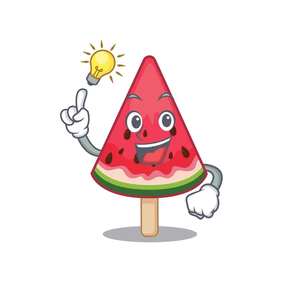 Heb een idee gebaar van watermeloen ijs mascotte karakter ontwerp — Stockvector