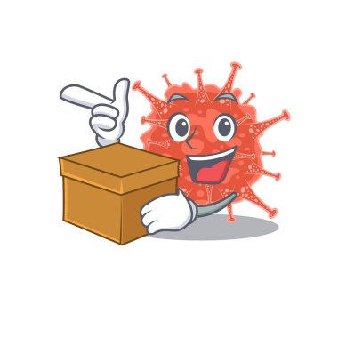 ortocoronavirinae karikatür tasarım stili bir kutuya sahip