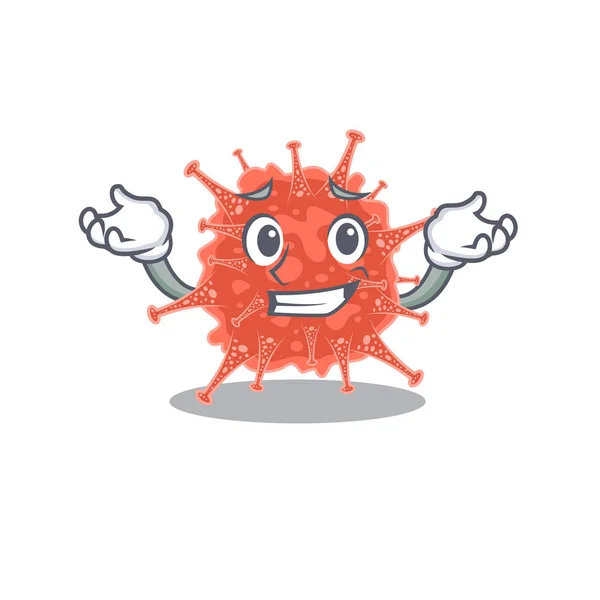 Cara feliz de la mascota orthocoronavirinae estilo de dibujos animados — Archivo Imágenes Vectoriales