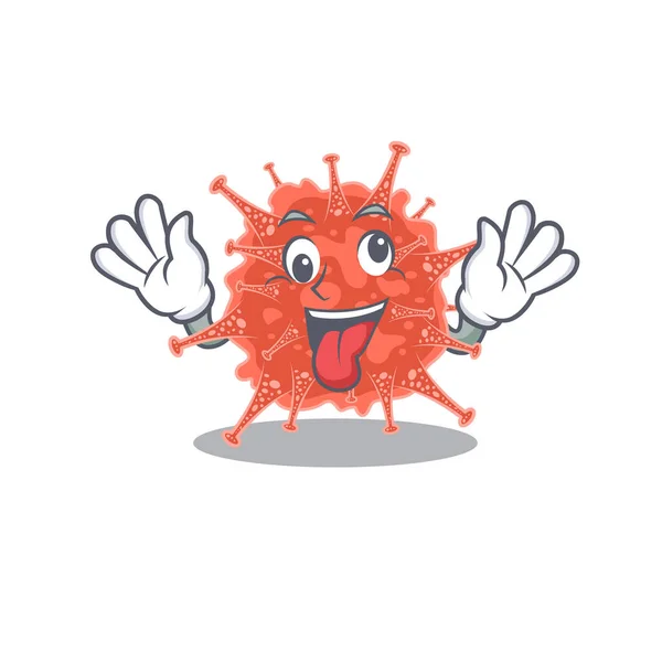 Una foto di pazzo viso ortocoronavirinae stile mascotte design — Vettoriale Stock