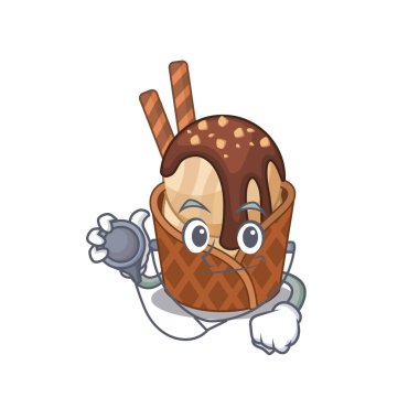 Doktor Çizgi Film karakterinin aletli zarif kahveli dondurması.