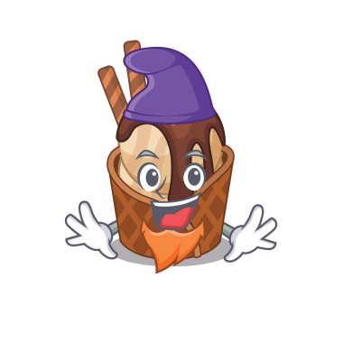 Şirin ve komik kahveli dondurma karakteri Elf gibi giyinmiş.