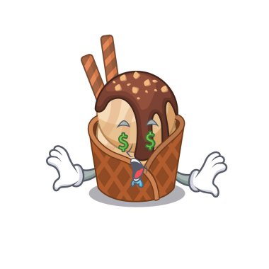 Zengin kahve dondurması Para göz maskotu tarzı