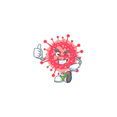 Coronavirus acil durum çizgi film karakteri parmak kaldırıyor