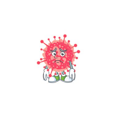 Coronavirus acil durum maskotu tasarımı endişeli yüzlü