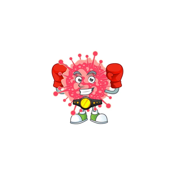 A sporty boxing of coronavirus emergency mascot design style — Stock Vector