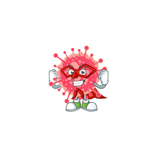 Une image de coronavirus d'urgence habillé comme un personnage de dessin animé Super héros — Image vectorielle