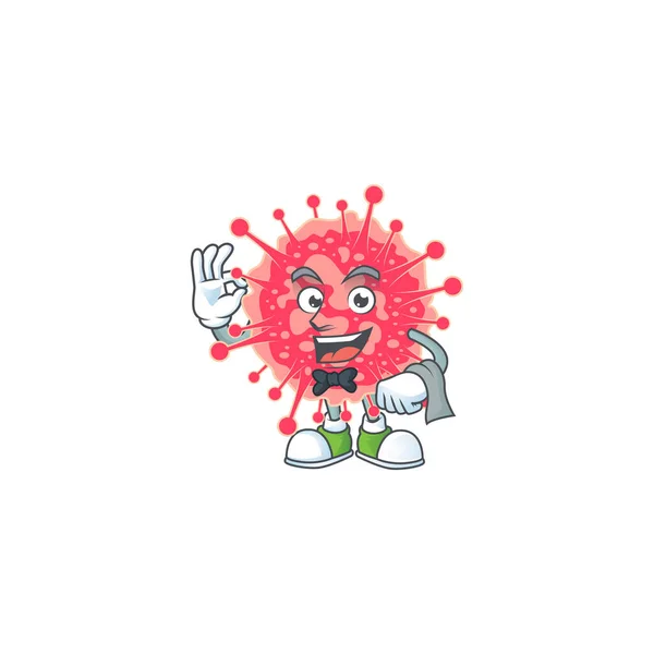 Un personnage de serveur d'urgence coronavirus travaillant dans le restaurant — Image vectorielle