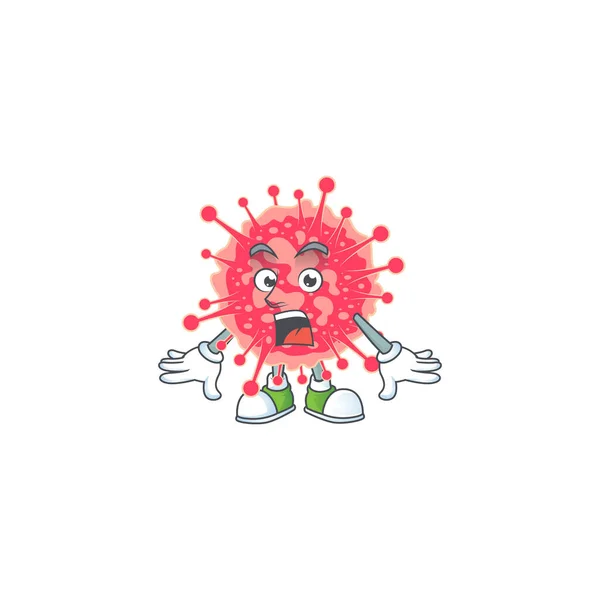 A mascot design of coronavirus emergency making a surprised gesture — Stock Vector