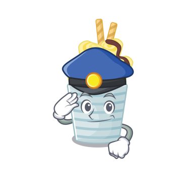 Bir polis memuru olarak sergilenen muzlu dondurmanın resmi.