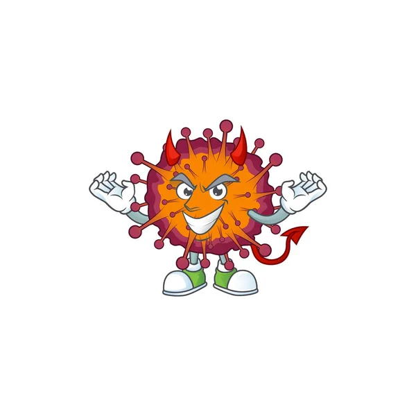 Immagine cartone animato della sindrome di COVID19 nel diavolo disegno del personaggio del cartone animato — Vettoriale Stock