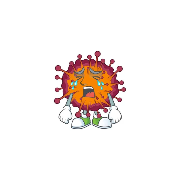 Een huilend gezicht van COVID19 syndroom cartoon karakter ontwerp — Stockvector