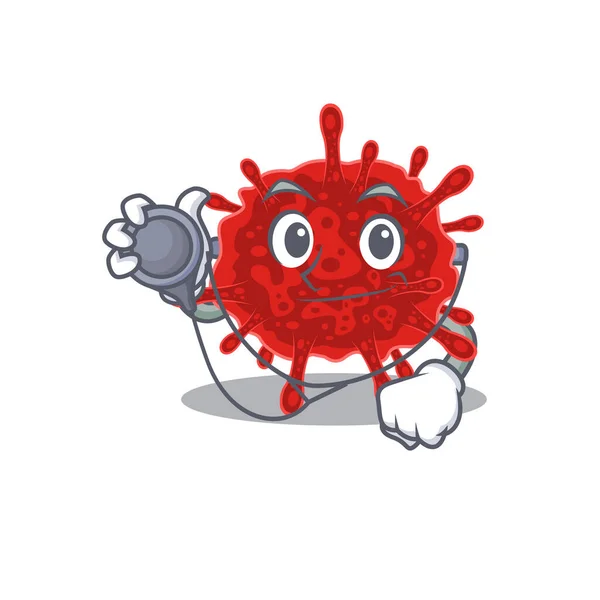 Elegante Buldecovirus Personaje Doctor Cartoon Con Herramientas Ilustración Vectorial — Vector de stock