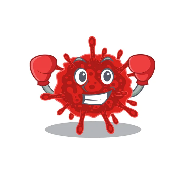 Sporty Buldecovirus Boxing Mascot Design Style Vector Illustration — Stock Vector