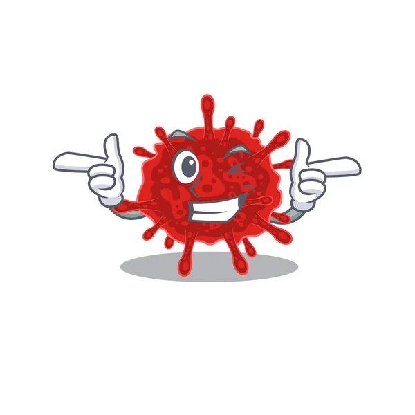 Smiley Buldecovirus Desenho Animado Estilo Mostrando Olho Piscadela Ilustração Vetorial — Vetor de Stock