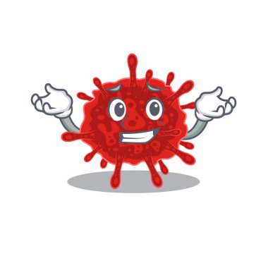 Buldecovirus maskot tarzının mutlu yüzü. Vektör illüstrasyonu