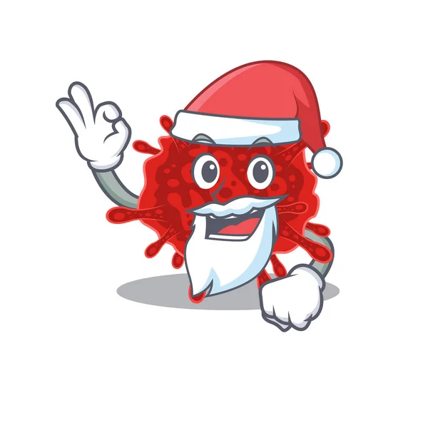 Buldecovirus dans Santa dessin animé personnage design montrant ok doigt — Image vectorielle