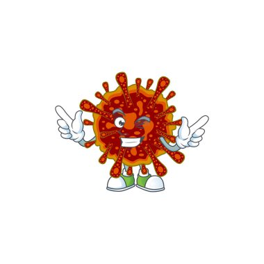 Göz kırpan suratlı komik ölümcül koronvirüs çizgi film tasarımı