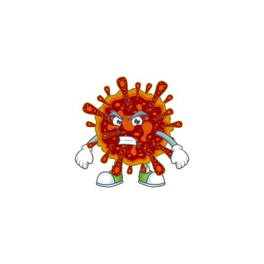 Büyüleyici ölümcül Coronvirus maskot tasarımı el sallama