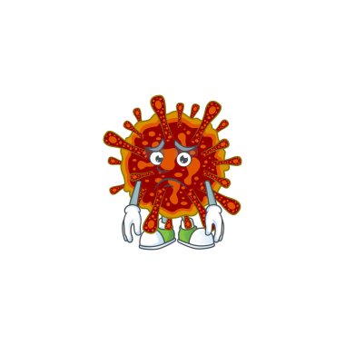 Ölümcül koronvirüs maskotu tasarımı endişeli yüzlü