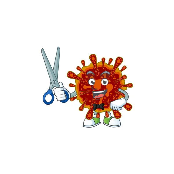 Cool Barber smrtící coronvirus maskot design style — Stockový vektor