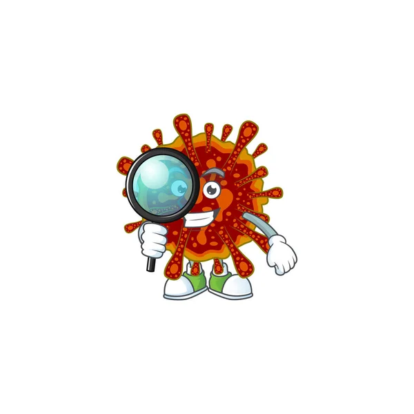 Cool a chytrý smrtící coronvirus Detektiv maskot design styl — Stockový vektor